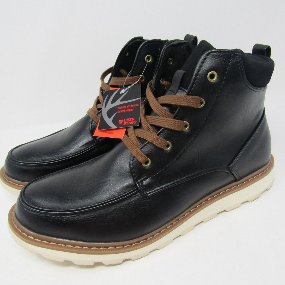 New Deer Stags Julian Men's 11M Black Moc Toe Lace-Up Memory Foam Work Boots